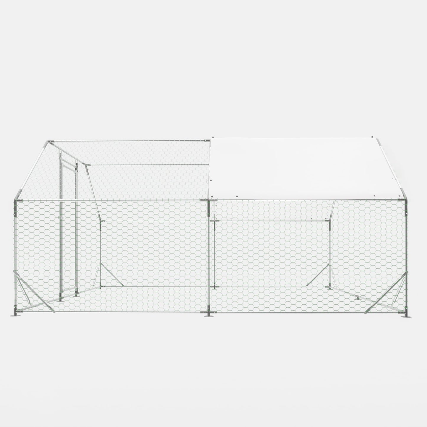 10 ft. x 13 ft. Galvanized Large Metal Walk in Chicken Coop Cage Farm Poultry Run Hutch Hen House