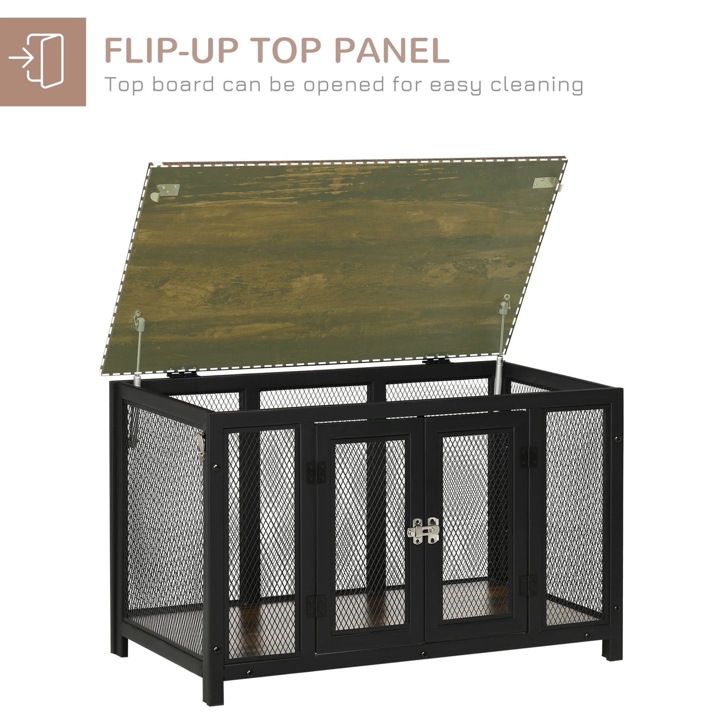 Noaman Furniture Style Dog Crate with Openable Top, 35.5" L x 19.8" W x 22" H, End Table Pet Kennel for Small Dogs Indoor, Spacious Interior, Brown