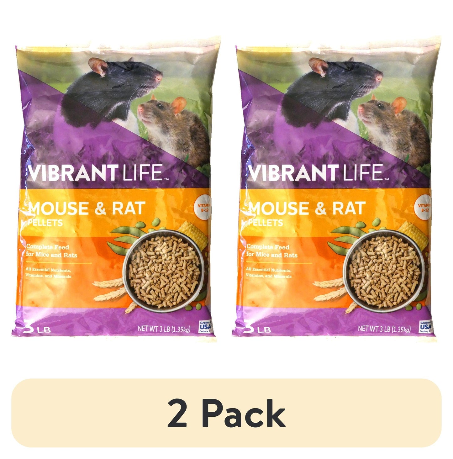 (2 pack) Vibrant Life Mouse and Rat Pellets, 3 lb
