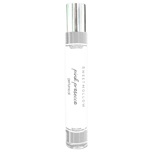 SweetHollow Pink Prosecco Perfume Oil, Made with Coconut Oil, Infused with Essential Oils, Long Lasting, Highly Fragrant, Blush Rose Champagne Wine Scent