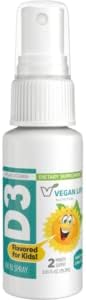 Vegan Life Nutrition - Vitamin D3 Spray for Kids - Orange-Flavored, Gluten-Free, Non-GMO, Supports Bone Health and Immune System - 0.65 Fl Ounce
