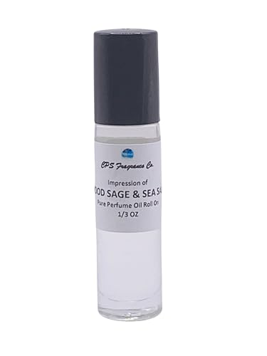 WOOD SAGE & SEA SALT For Women & Men Type Hypoallergenic Pure Perfume Body Oil Roll On 1/3oz (10ml) CPS Fragrance Co. Impression made with Pure essential Oils + Organic Fractionated Coconut Oil