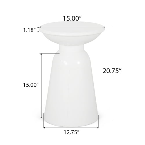 Outdoor End Table, White (Set of 1)