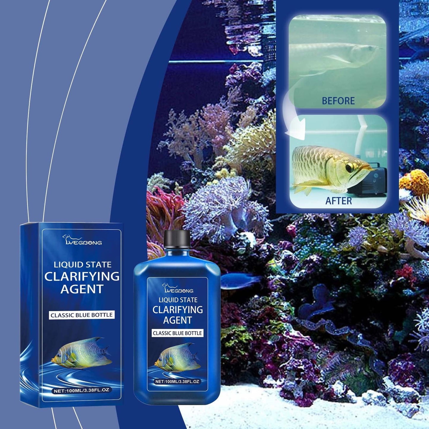 1 Pcs Aquarium Water Purifier 100ml - Clear Fish Tank Water, Removes Pollutants & Algae, Balances pH, Safe for Fish & Plants, Easy to Use Water Treatment Solution