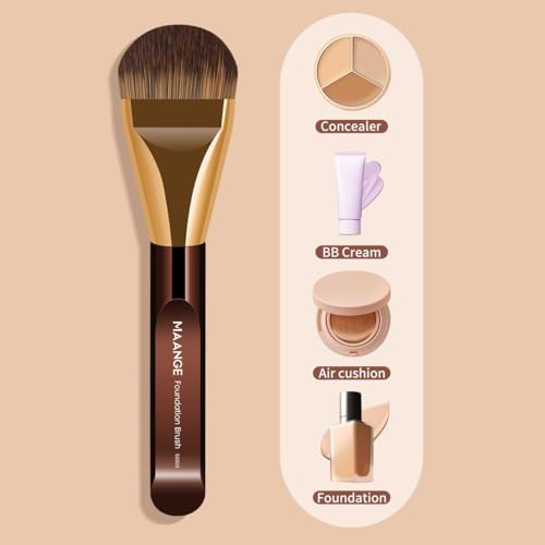 MAANGE 5 PCS Foundation Makeup Brush Set Double-ended Kabuki Mask Contour Brush for Liquid Powder Concealer Cream Cosmetics Blending Makeup Brushes (Coffee Gold)