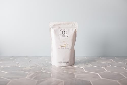 Bathorium Milk Mineral Bath Soak, Made with Coconut, Dead Sea Salt & Vanilla Bean CO2, Ideal for Hydration, pH Balanced Coconut Scented Bath Soak for Women, Approximately 5 Baths, 23 oz