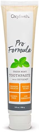 Oxyfresh Pro Formula Fresh Mint Toothpaste – Gentle Low Abrasion - Cosmetic Fluoride Free Formula - Great for Sensitive Teeth and Gums with Natural Essential Oils. 5.5 oz.