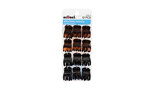 Scunci All-Day Hold Assorted Colors Mini Jaw Clips, 12 Pcs