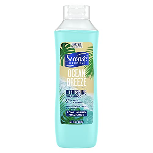 Suave Essentials Refreshing Shampoo, Infused With Sea Algae Extract And Vitamin E, Ocean Breeze Hair Shampoo With A Long Lasting