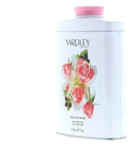 Yardley of London English Rose Perfumed Talc, 7 Oz, Made in England - NEW FORMULA