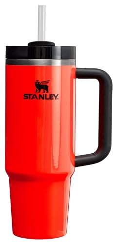 Stanley Quencher H2.0 FlowState Stainless Steel Vacuum Insulated Tumbler with Lid and Straw for Water, Iced Tea or Coffee, Smoothie and More, Neon Orange, 30 OZ