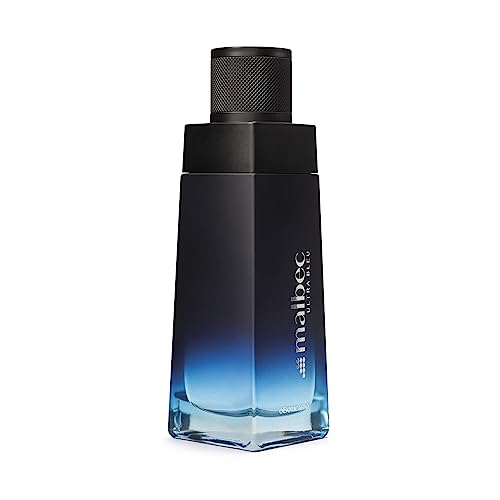 Malbec Blue Eau de Toilette By O Boticário, Cologne For Men Long Lasting Men's Fragrance, French Oak Barrel-Aged Red Wine & Woody Fougére Scent, 3.4 Ounce