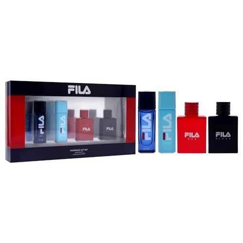 Fila Cologne Giftset for Men - Cool, Clean And Refreshing Perfumes for Men - Long Lasting Fragrances - Trendy, Portable Bottle Design - 4 Pc