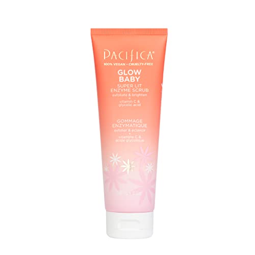 Pacifica Beauty, Glow Baby Super Lit Enzyme Face Scrub Exfoliating Face Wash, Vitamin C & Glycolic Acid, Unclog Pores, Brighteni