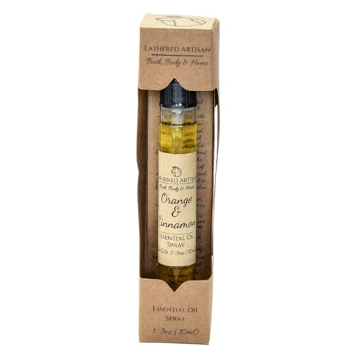 Orange & Cinnamon - Natural Essential Oil Perfume by Lathered Artisan - Alcohol-Free Plant Based Oil Perfume and Cologne, Nourishing, and Uniquely Handcrafted (Orange Cinnamon - Spray)