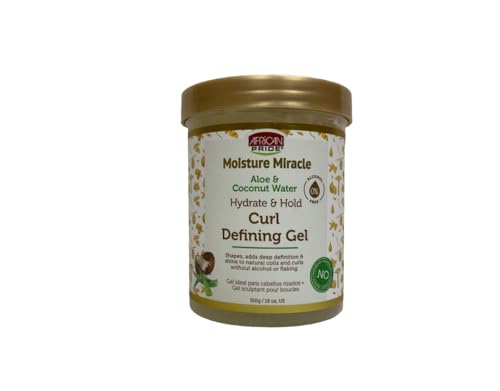 African Pride Moisture Miracle Hydrate & Hold Curl Defining Hair Gel, For Natural Coils & Curls, Hydrates & Controls Frizz, 18 O