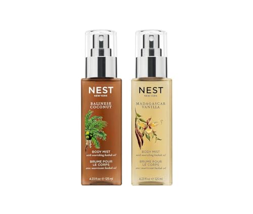 NEST New York Mist & Match: Body Mist Layering Set - Balinese Coconut Perfume Oil Body Mist and Madagascar Vanilla Perfume Oil Body Mist