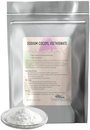 Sodium Cocoyl Isethionate Powder - Cosmetic Grade - 16 Oz / 453 g - Mild Surfactant for Soap Making, Lotion Making, DIY Cosmetics, Haircare, Bath Bomb Making - SCI Powder by Talsen Chemicals