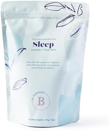 The Bathologist Sleep Fizzy, Lavender & Fresh Mint Bath Soak, Made with Magnesium Sulfate, Dead Sea Salt & Aloe Botanicals, for Restful Sleep and Stress Relief, Approximately 5 Baths, 32 oz