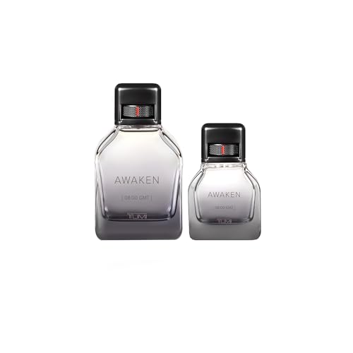 TUMI AWAKEN 08:00 GMT Gift Set - Refreshing Cologne for Men with Woody Fragrance Notes - 3.4 oz & 1.0 oz Eau de Parfum