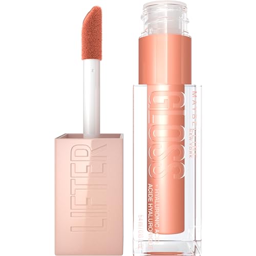 Maybelline Lifter Gloss, Hydrating Lip Gloss With Hyaluronic Acid, High Shine For Plumper Looking Lips, Amber, Cream Neutral, 0.