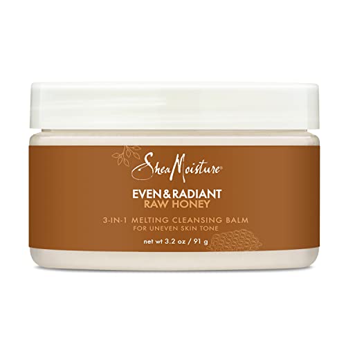 Sheamoisture Even And Radiant Face Cleanser For Uneven Skin Tone And Dark Spots 3-In-1 Cleansing Balm With Raw Honey 3.2 Oz