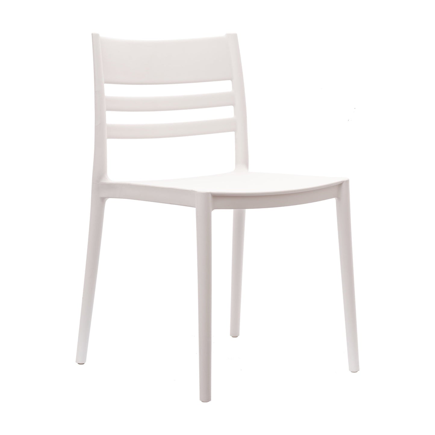 Flash Furniture Indoor-Outdoor Stacking Patio Chair with Slatted Backrest, Commercial All-Weather Resin Chair in White