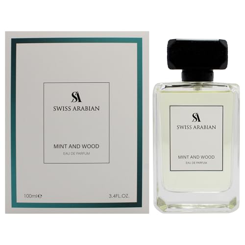 Swiss Arabian Mint and Wood for Men - Sophisticated Modern Man's Fragrance - Spicy, Woody Fragrance with Lemon, Cardamom, and Tonka Bean - 3.4 oz
