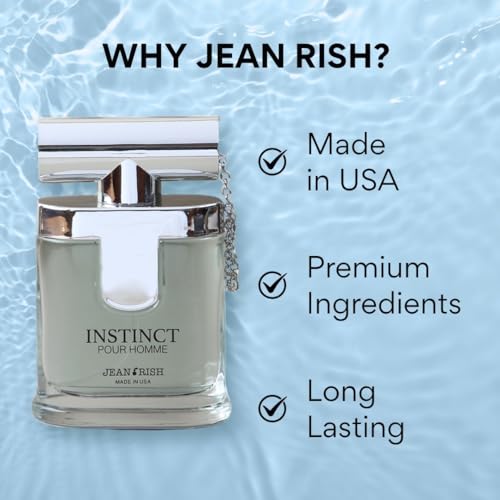 Jean Rish Instinct Pour Homme Eau De Toilette - Perfume for Men (3.4 Fl Oz / 100ml) with Ambergis, Jasmine & Orange Notes - Long Lasting and Luxury Fragrance