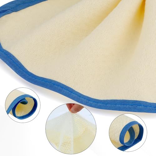 10Pcs Wash Cloths, Blue Frame Exfoliating Washcloth, Face & Body Scrubber, Cotton & Nylon Material