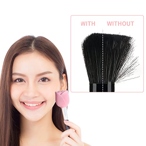 Zerone Makeup Brush Holder, 3pcs Rose Shape Silicone Travel Makeup Brush Organizer Storage Covers Protector Guards Reusable Dust Cover Brush Organizer Case for Travel and Home