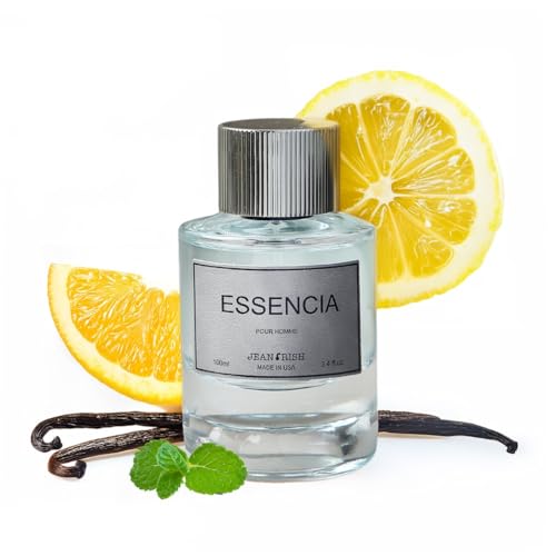 Jean Rish Essencia Pour Homme Eau De Parfum for Men (3.4 Fl Oz / 100ml) with Mint, Lemon & Vanilla Notes - Long Lasting and Luxury Fragrance
