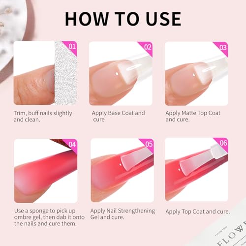 Ombre Gel Nail Polish Nail Sponges for Ombre 9 Series Colorful Blush Effect Gradient Painting Gel for Ombre Nails Multistyle French Manicure Nail Art DIY Home (A8, 1)