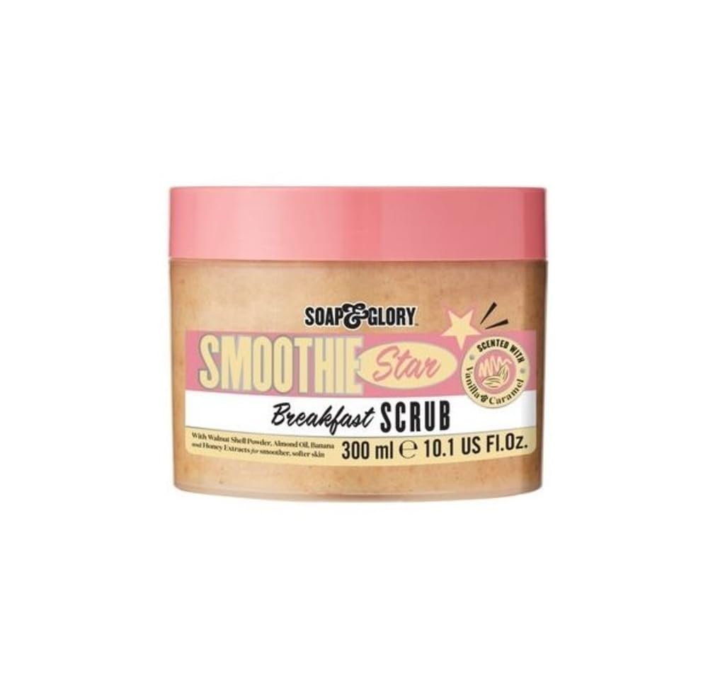 Soap & Glory Smoothie Star Exfoliating Breakfast Body Scrub - Buff & Smooth Body Scrub - Almond & Caramel Scented Body Polish -