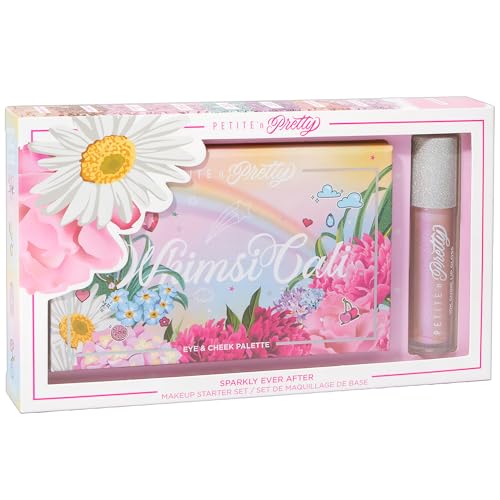 Petite 'N Pretty - WhimsiCali Eyeshadow & Cheek Makeup Palette and 10K Shine Lip Gloss Duo – Natural & Non-Toxic Face Makeup for Kids, Children, Tweens and Teens