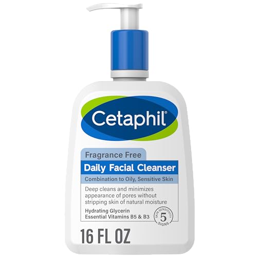 Cetaphil Face Wash, Daily Facial Cleanser For Sensitive, Combination To Oily Skin, New 16 Oz, Fragrance Free, Gentle Foaming, So