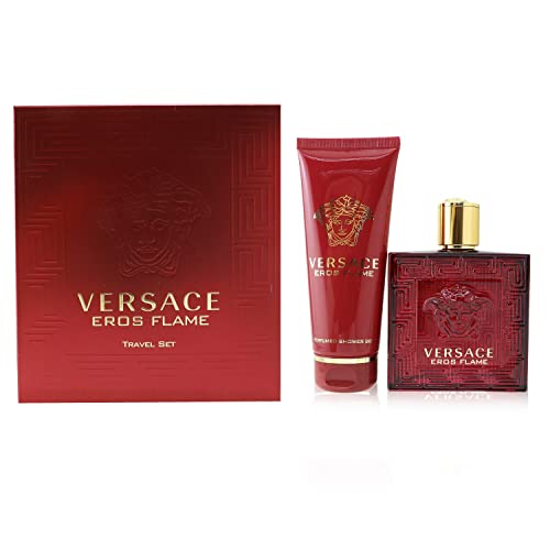 Versace Eros Flame for Men - 2 Pc Gift Set 3.4oz EDP Spray, 3.4oz Perfumed Shower Gel