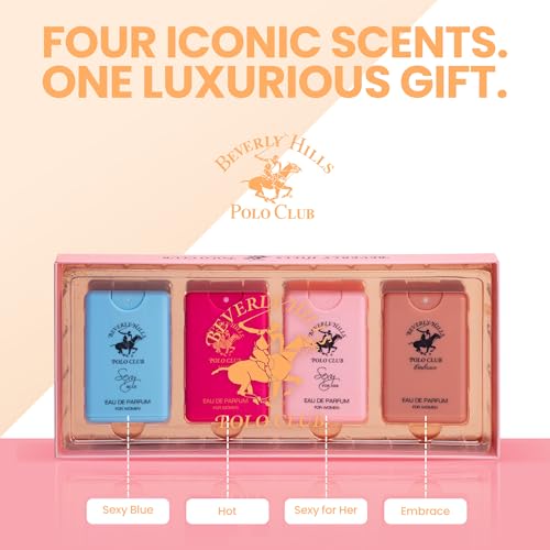 Beverly Hills Polo Club Pocket Size Collection, 4 Piece Eau De Parfum Gift Set for Women