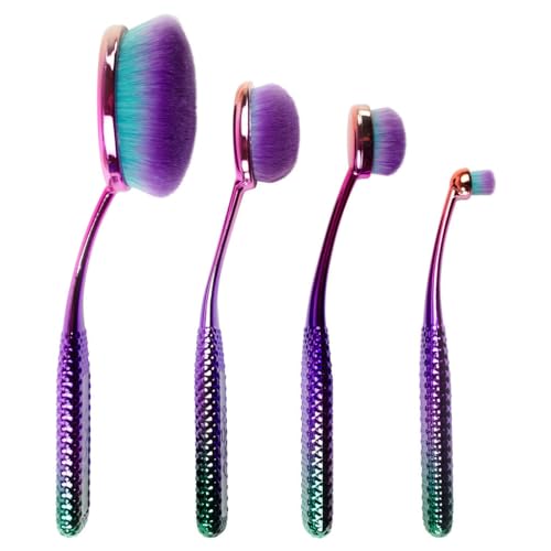 MODA Prismatic 4pc Face Makeup Brush Kit – Oval Brushes Perfect for Foundation, Contouring & Highlighting with Soft Vegan Filaments