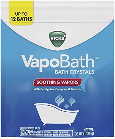 Vicks VapoBath, Bath Salts, Bath Bomb, Non-Medicated Bath Crystals, Comforting Vicks Vapors, Vapor Bath, Aromatherapy with Eucalyptus and Menthol Scent, Contains Essential Oils, 36 OZ