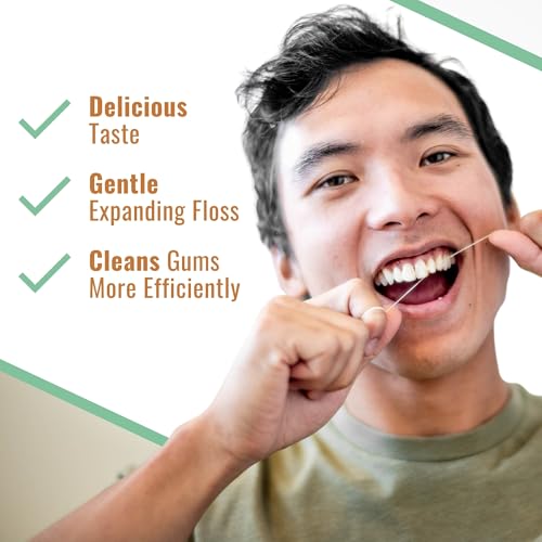Dr. Ginger's White Charcoal Dental Floss - Expandable Floss for Deep Cleaning, Mint - 32yds, 3 pcs - Tooth Floss Infused with Coconut Oil and Xylitol for Effective Oral Care and Plaque Removal