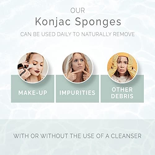 Wildpier Beauty Konjac Sponge, Natural Luxury Facial Exfoliator, Face Scrubber, Makeup Remover, Plant Based Gentle Cleansing for Sensitive Skin, Removes Dead Skin Cells, White