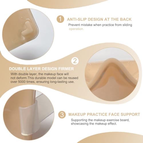 Makeup Practice Face Board, Reusable Silicone Makeup Mannequin Face with Makeup Practice Kit for Makeup Students and Beginners, Come with Makeup Brushes Set Eyeshadow Eyeliner Eyebrow Stencils