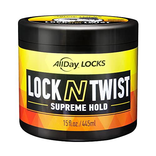 Allday Locks Lock N Twist | Locking Gel, Re-Twist Locks, Supreme Hold | Smooths & Tames Frizz, Flake Free, Soft Finish | 15 Oz