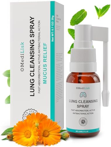 Lung Cleansing Spray – Respiratory Support, Mucus Relief and Lung Cleanse – Support for Lung Detox for Smokers – Herbal Extract Formula – Hypoallergenic, Non-Steroidal – 1 oz – Pack of 1