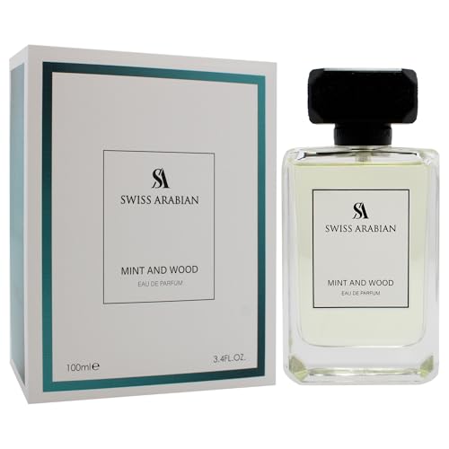 Swiss Arabian Mint and Wood for Men - Sophisticated Modern Man's Fragrance - Spicy, Woody Fragrance with Lemon, Cardamom, and Tonka Bean - 3.4 oz