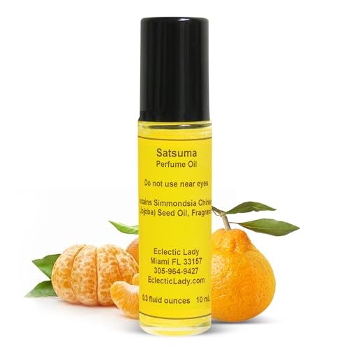 Satsuma Perfume Oil, 0.3 Oz Portable Roll-On Fragrance with Long-Lasting Scent, Delightful Essential Oils and Jojoba Oil For Daily Use