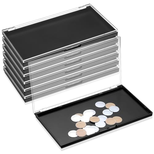 Sumind 6 Pcs Magnetic Makeup Palette with Clear Top with 120 Pcs Metal Sticker for DIY Eyeshadow Lipstick Blush Powder 7.72” x 4.33”
