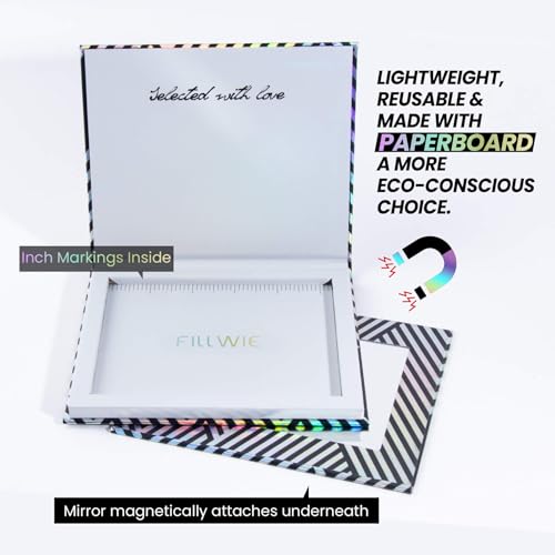 Empty Magnetic Makeup Palette with Mirror, Spatula, 20 Metal Stickers, Suitable for Eyeshadow Lipstick Blush Powder Highlighter and Contour, DIY Refillable, Holographic Stripes Black Medium