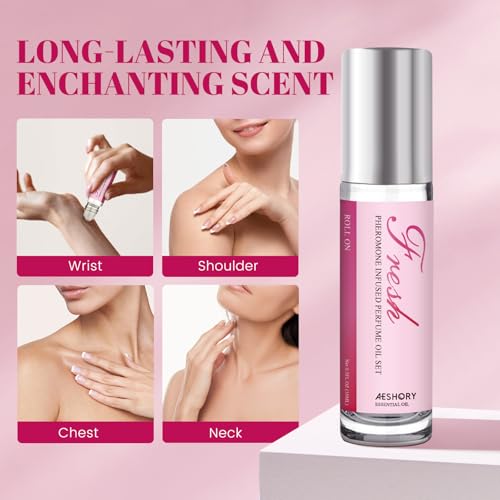 Aeshory Pheromone Perfumes for Women - 2 Pcs Rollerball Perfume, Enhanced Scents Pheromone Perfume, Roll-On Travel Perfume Long-Lasting Pheromone-Infused Essential Oil (Floral & Fresh)